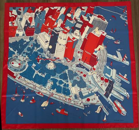 A variation of the Hermès scarf `The battery of new york` first edited in 2020 by `Gattoni Ugo`