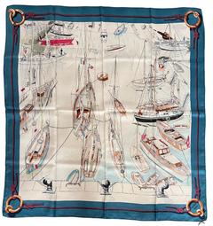 A variation of the Hermès scarf `Belle ile-le port ` first edited in 1960 by `Philippe Dauchez`