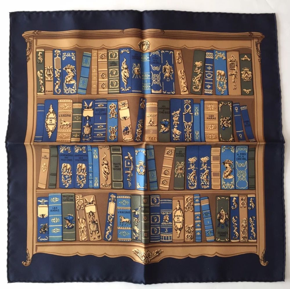 Bibliothèque blue - Hermès Scarf Details | Scarf Sage