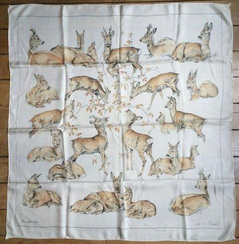 A variation of the Hermès scarf `Les biches ` first edited in 1957 by `Xavier de Poret`