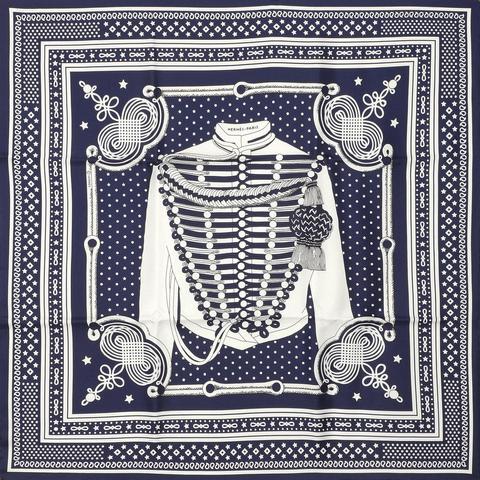 A variation of the Hermès scarf `Brandebourgs bandana ` first edited in 2020 by `Caty Latham`