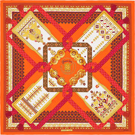 A variation of the Hermès scarf `Brins d'or` first edited in 1982 by `Julie Abadie`