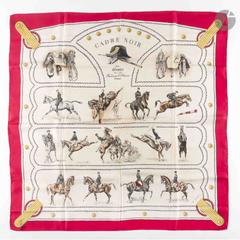 Hermès Cadre Noir scarf in pink by Hugo Grygkar, Margot Colone , 1960