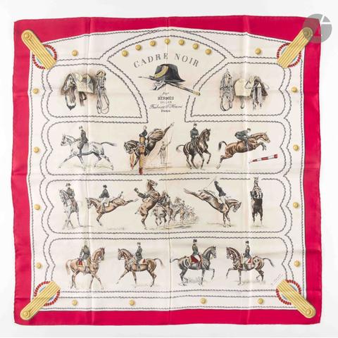 Hermès Cadre Noir scarf in pink by Hugo Grygkar, Margot Colone , 1960