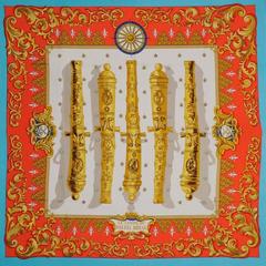 A variation of the Hermès scarf `Le canon du soleil royal` first edited in 1970 by `Pierre Péron`