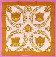 Hermès Carrosses d'Or scarf in orange by Vladimir Rybaltchenko, 1987