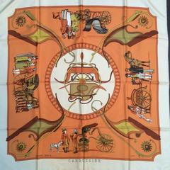 A variation of the Hermès scarf `Carrossier ` first edited in 1975 by `Philippe Ledoux`
