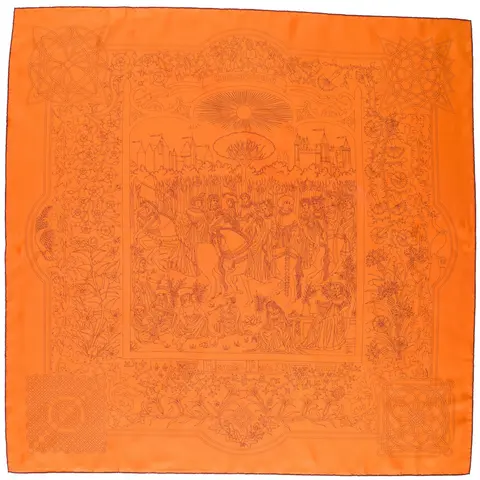 A variation of the Hermès scarf `Cavalcade de mai` first edited in 2002 by `Sophie Koechlin`