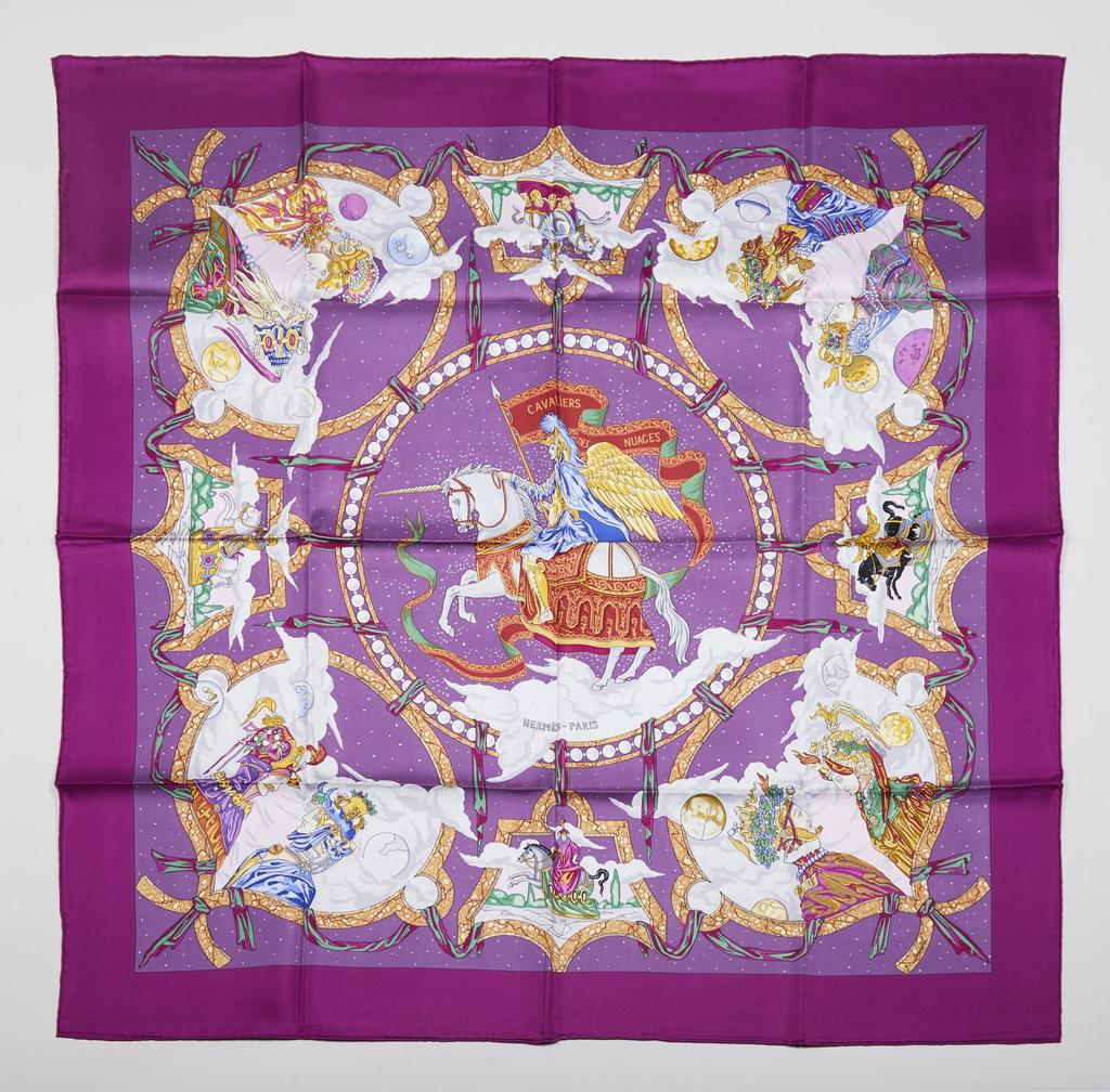 Cavaliers des nuages purple - Hermès Scarf Details | Scarf Sage