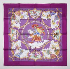 A variation of the Hermès scarf `Cavaliers des nuages ` first edited in 1999 by `Jean-Christophe Donnadieu`