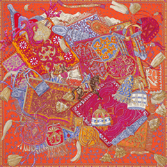 A variation of the Hermès scarf `Les cavaliers du caucase` first edited in 2015 by `Annie Faivre`