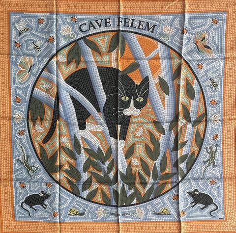 A variation of the Hermès scarf `Cave felem` first edited in 1998 by `Christine Henry`