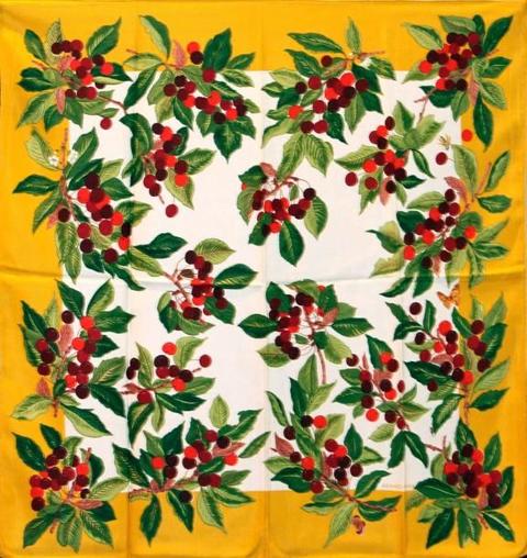 A variation of the Hermès scarf `Cerises ` first edited in 1962 by `Madame la Torre`