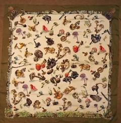 A variation of the Hermès scarf `Les champignons II` first edited in 1960 by `Anne Gavarni`, `Françoise De La Perriere`