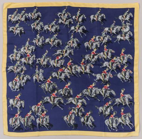 A variation of the Hermès scarf `La charge ` first edited in 1960 by `Lamotte`