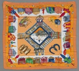A variation of the Hermès scarf `Charmes des plages normandes ` first edited in 1999 by `Loïc Dubigeon`