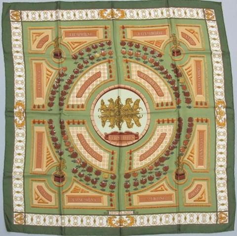 A variation of the Hermès scarf `Châteaux-jardins` first edited in 1963 by `Christiane Vauzelles`