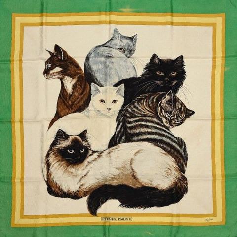 A variation of the Hermès scarf `Les chats ` first edited in 1985 by `Daphne Duchesne`