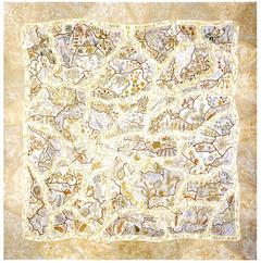 A variation of the Hermès scarf `Chemins de garrigue` first edited in 2006 by `Christine Henry`