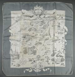 Hermès Les Chemins de l'Ile de France scarf in gray by Dessinateur inconnu, 1952