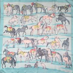 A variation of the Hermès scarf `Les chevaux d'après van der meulen` first edited in 1951 by `Hugo Grygkar`