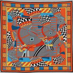 A variation of the Hermès scarf `Chevaux de karnak` first edited in 2013 by `Joachim Metz`
