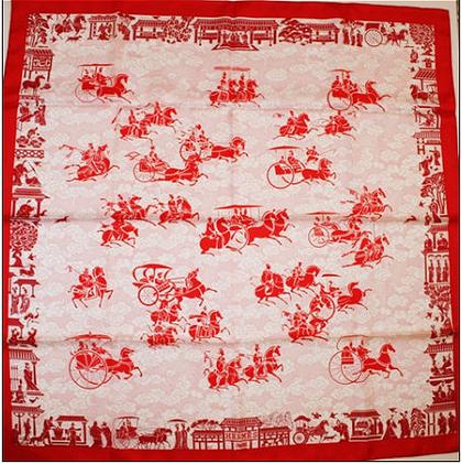A variation of the Hermès scarf `Les chevaux du ciel` first edited in 2007 by `Karen Petrossian`