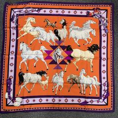 A variation of the Hermès scarf `Les chevaux qataris` first edited in 2008 by `Hubert de Watrigant`