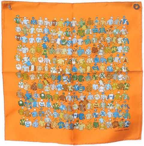 A variation of the Hermès scarf `Les chevaux se rendent au départ` first edited in 2001 by `Cresp Laurent `