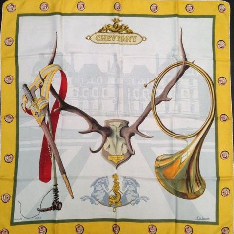A variation of the Hermès scarf `Cheverny` first edited in 1956 by `Henri de Linarès`