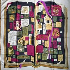 A variation of the Hermès scarf `Chiffres et monogrammes ` first edited in 1962 by `Lise Coutin`