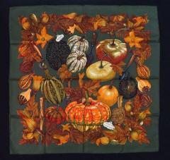A variation of the Hermès scarf `Citrouilles et coloquintes ` first edited in 1998 by `Valerie Dawlat Dumoulin`
