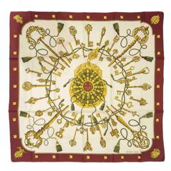 A variation of the Hermès scarf `Les clefs` first edited in 1965 by `Caty Latham`