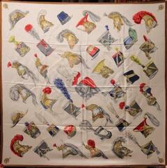 A variation of the Hermès scarf `Coiffures militaires` first edited in 1965 by `Hugo Grygkar`