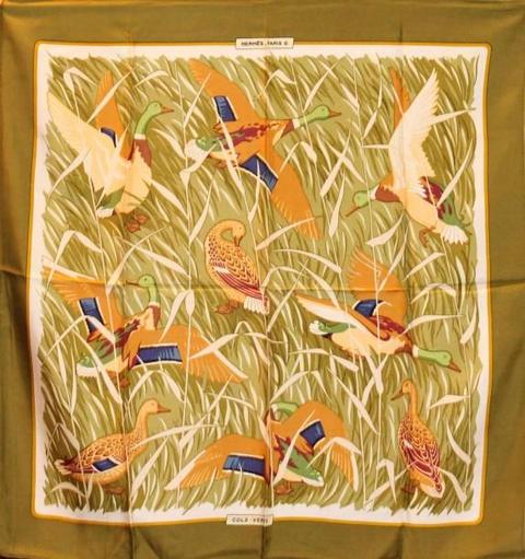 A variation of the Hermès scarf `Cols verts ` first edited in 1973 by `Christiane Vauzelles`
