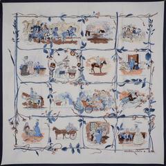 A variation of the Hermès scarf `La comtesse de ségur ` first edited in 1982 by `Philippe Dumas`