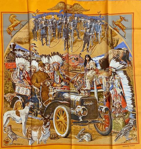 A variation of the Hermès scarf `Concours d'élégance ` first edited in 2002 by `Kermit Oliver`