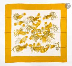 Hermès Les Coqs scarf in yellow by Madame la Torre, 1964