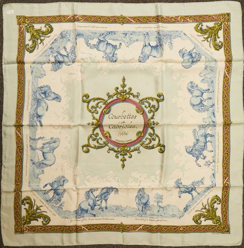 A variation of the Hermès scarf `Courbettes et cabrioles ` first edited in 1962 by `Françoise Façonnet`