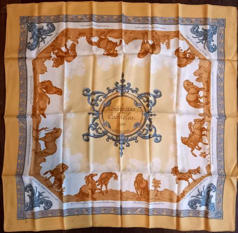 A variation of the Hermès scarf `Courbettes et cabrioles` first edited in 1962 by `Françoise Façonnet`