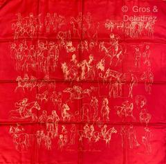 A variation of the Hermès scarf `Croquis champs de courses ` first edited in 2007 by `Hubert de Watrigant`