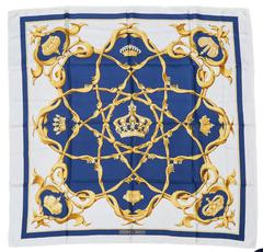 Hermès Crown scarf in blue by Julie Abadie, 1969