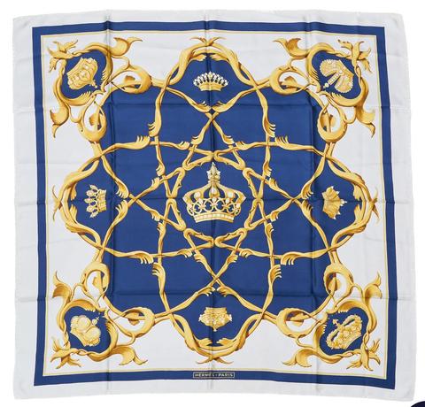 Hermès Crown scarf in blue by Julie Abadie, 1969
