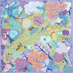 A variation of the Hermès scarf `Dans un jardin anglais` first edited in 2015 by `Alice Shirley`