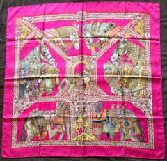 A variation of the Hermès scarf `La danse du cheval marwari` first edited in 2008 by `Annie Faivre`