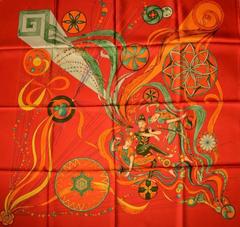 A variation of the Hermès scarf `La danse du cosmos ` first edited in 2007 by `Zoè Pauwels`