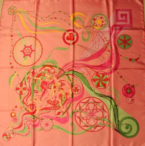 A variation of the Hermès scarf `La danse du cosmos ` first edited in 2007 by `Zoè Pauwels`