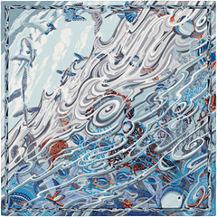 A variation of the Hermès scarf `De la mer au ciel` first edited in 2004 by `Laurence Bourthoumieux`