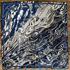A variation of the Hermès scarf `De la mer au ciel` first edited in 2004 by `Laurence Bourthoumieux`