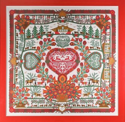 A variation of the Hermès scarf `Découpages ` first edited in 1997 by `Rosat Anne `